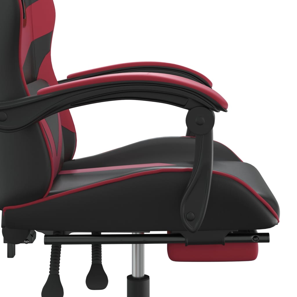 Gaming-Stuhl mit Fußstütze Drehbar Schwarz & Weinrot Kunstleder