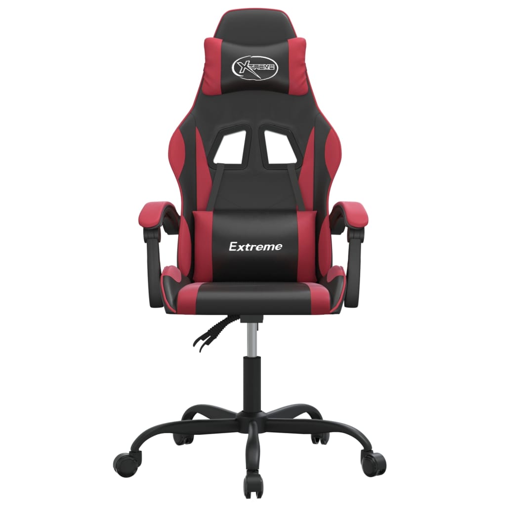 Gaming-Stuhl Drehbar Schwarz und Weinrot Kunstleder