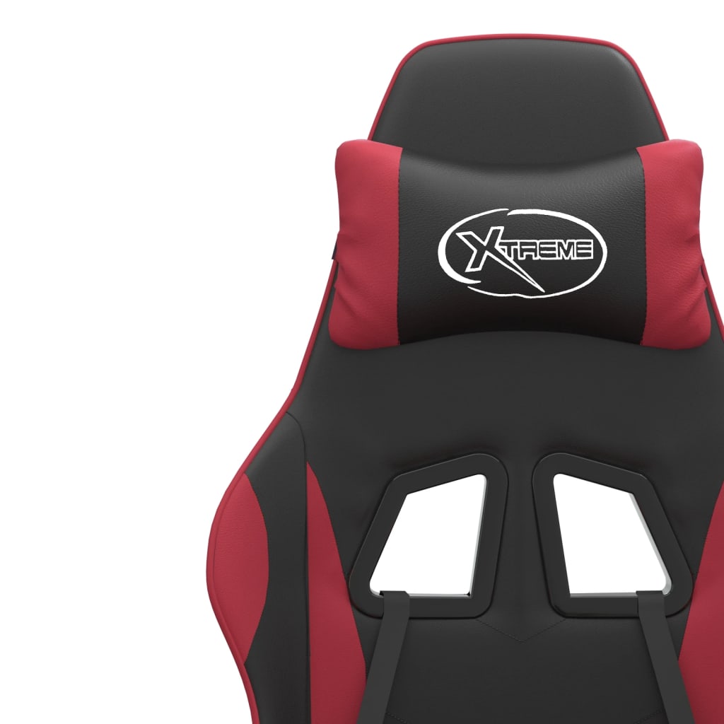 Gaming-Stuhl Drehbar Schwarz und Weinrot Kunstleder