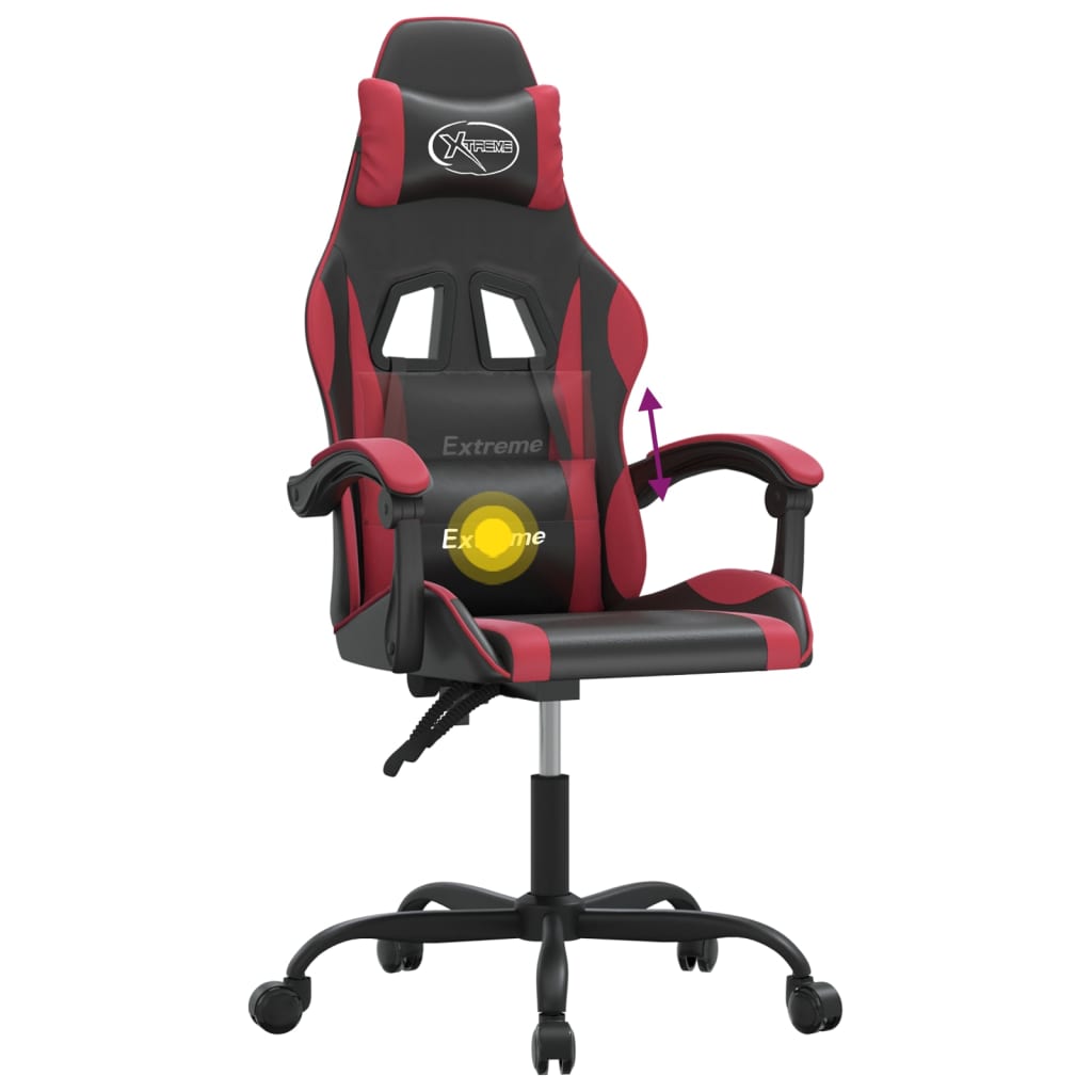Gaming-Stuhl Drehbar Schwarz und Weinrot Kunstleder