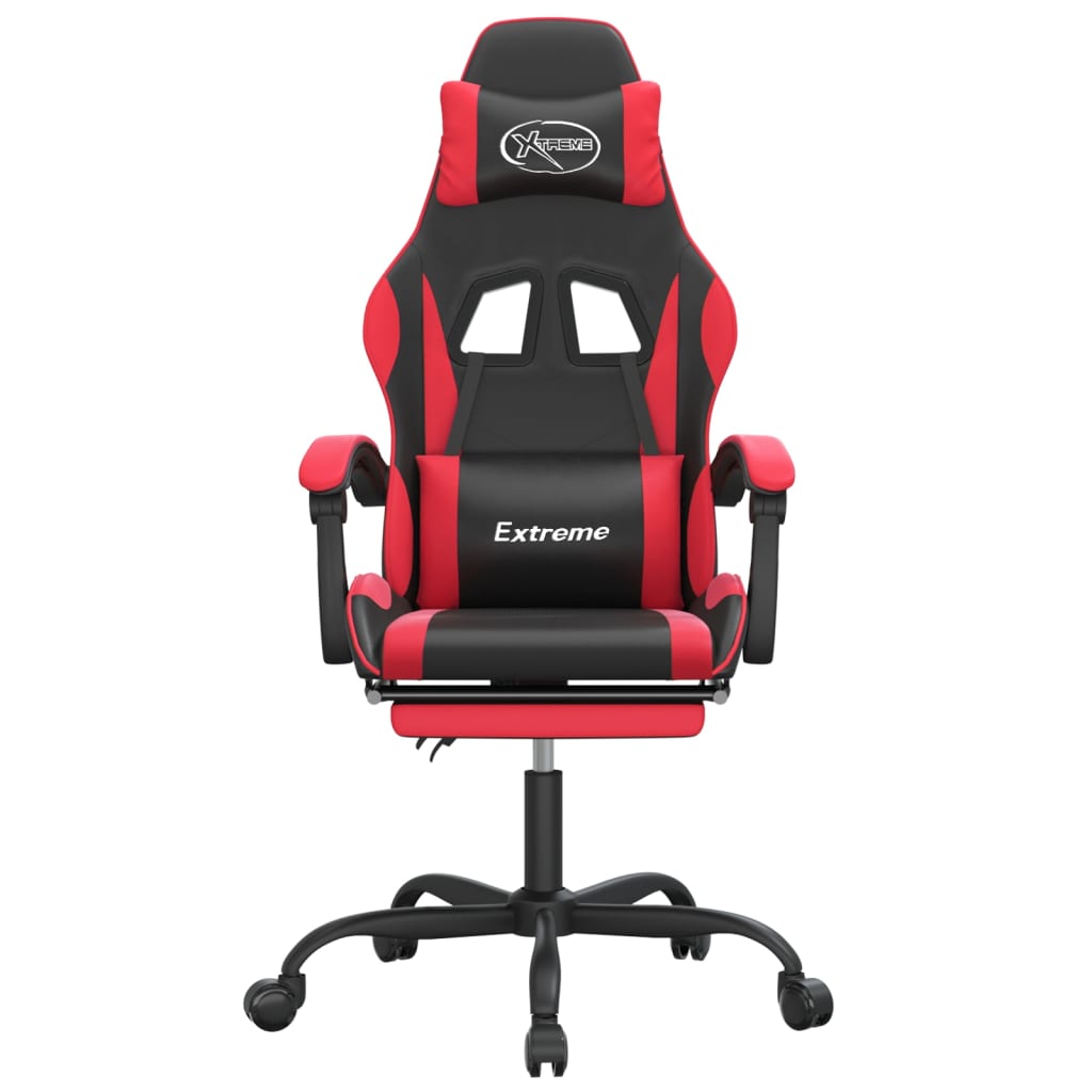 Gaming-Stuhl mit Fußstütze Drehbar Schwarz & Rot Kunstleder