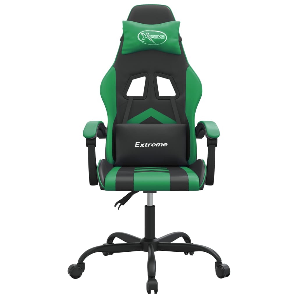 Gaming-Stuhl Drehbar Schwarz und Grün Kunstleder