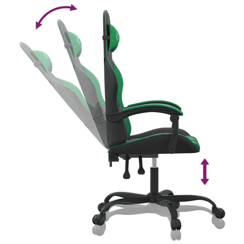 Gaming-Stuhl Drehbar Schwarz und Grün Kunstleder