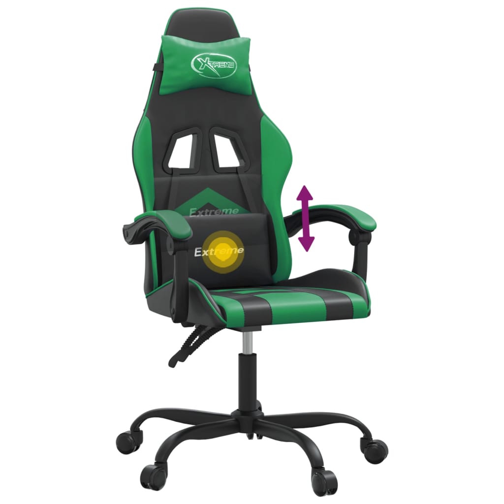 Gaming-Stuhl Drehbar Schwarz und Grün Kunstleder