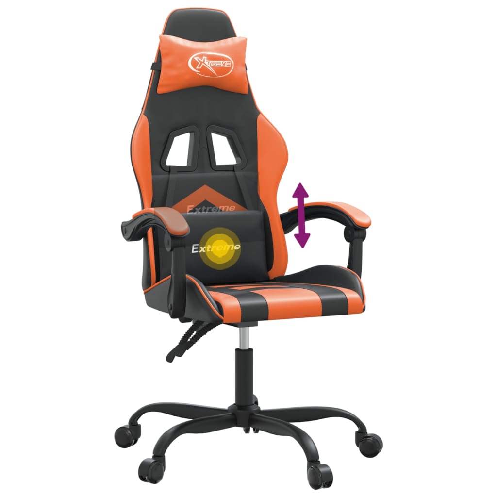 Gaming-Stuhl Drehbar Schwarz und Orange Kunstleder
