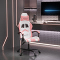Gaming-Stuhl Drehbar Weiß und Rosa Kunstleder