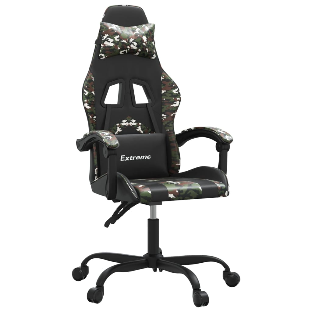 Gaming-Stuhl Drehbar Schwarz und Tarnfarben Kunstleder