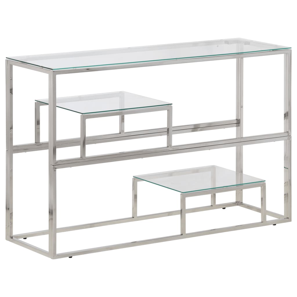 Konsolentisch Silbern Edelstahl und Hartglas
