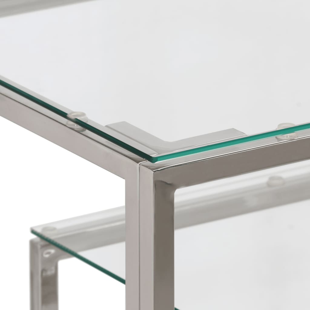 Konsolentisch Silbern Edelstahl und Hartglas