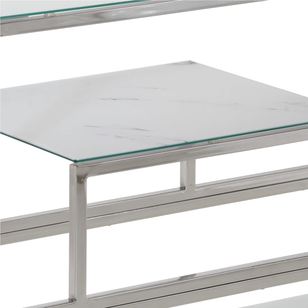 Konsolentisch Silbern Edelstahl und Hartglas
