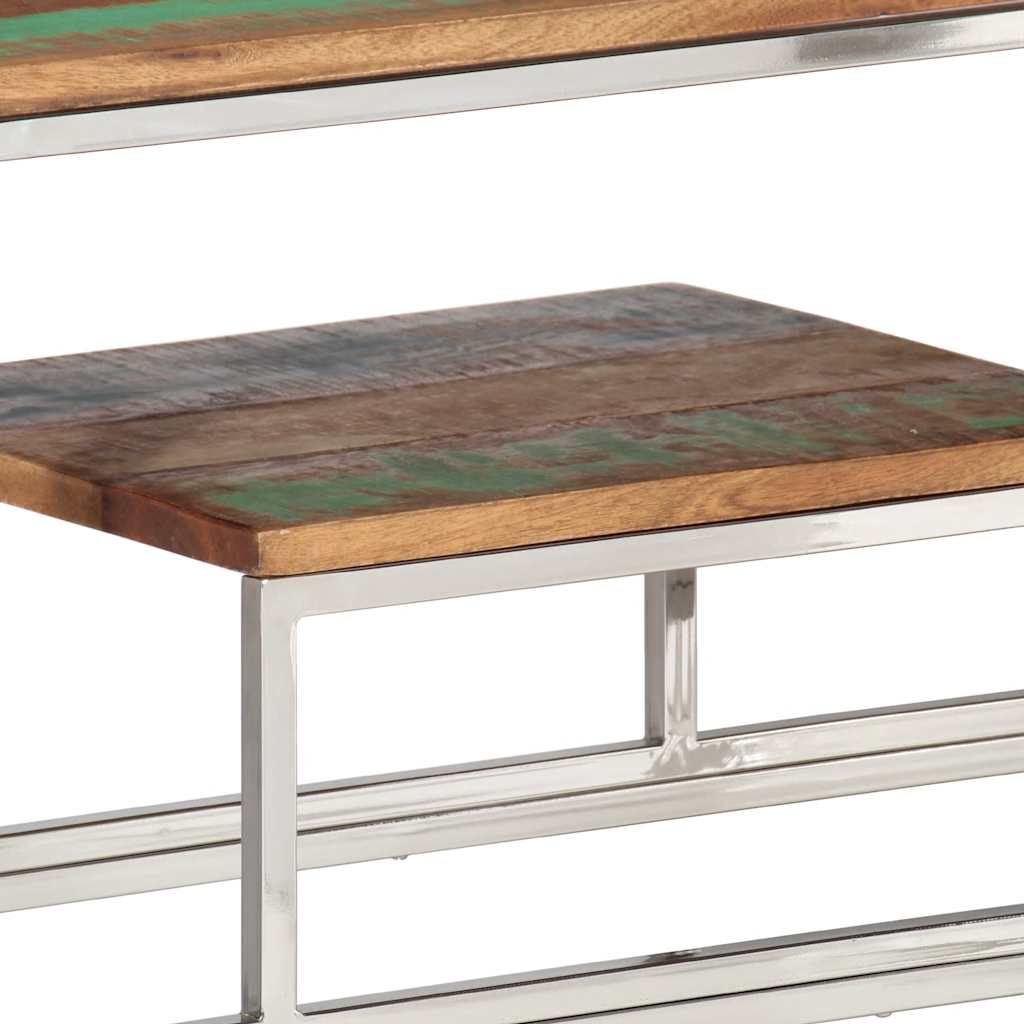 Konsolentisch Silbern Edelstahl und Altholz Massivholz