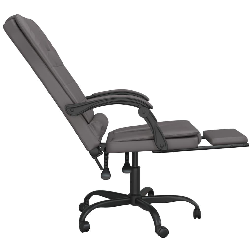 Massage-Bürostuhl mit Liegefunktion Grau Kunstleder