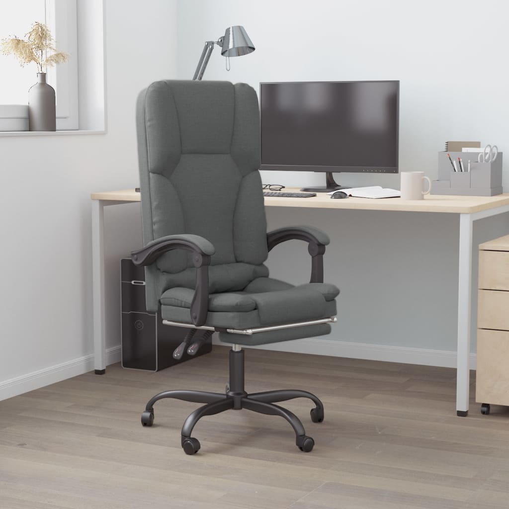 Massage-Bürostuhl mit Liegefunktion Dunkelgrau Stoff