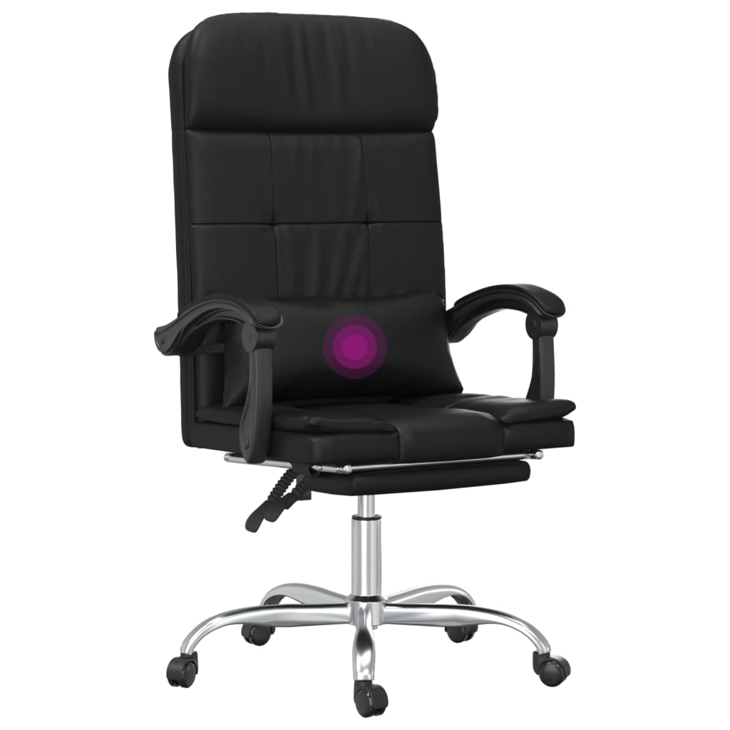 Massage-Bürostuhl mit Liegefunktion Schwarz Kunstleder