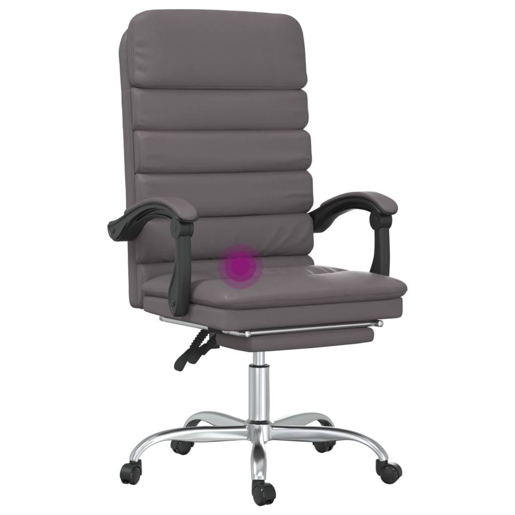 Massage-Bürostuhl mit Liegefunktion Grau Kunstleder