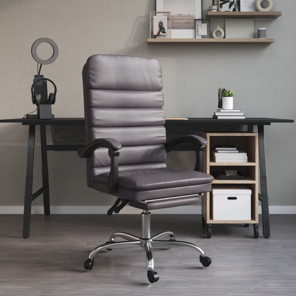Massage-Bürostuhl mit Liegefunktion Grau Kunstleder