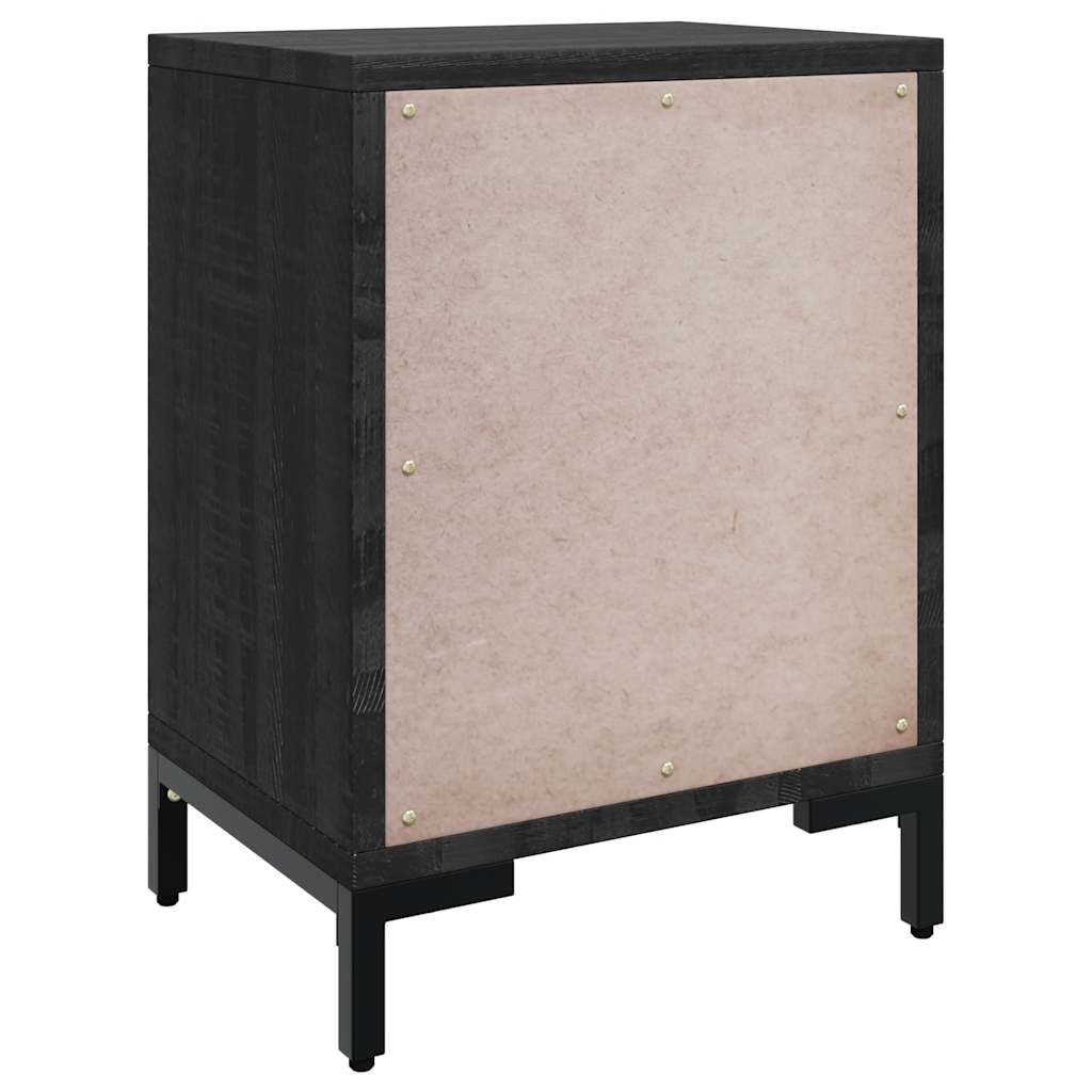 Nachttisch Schwarz 40x30x55 cm Massivholz Kiefer