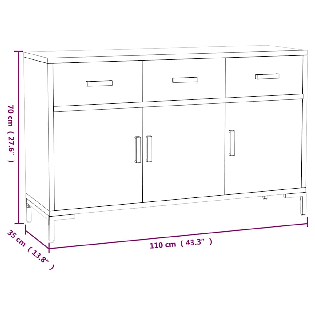 Sideboard Braun 110x35x70 cm Massivholz Kiefer