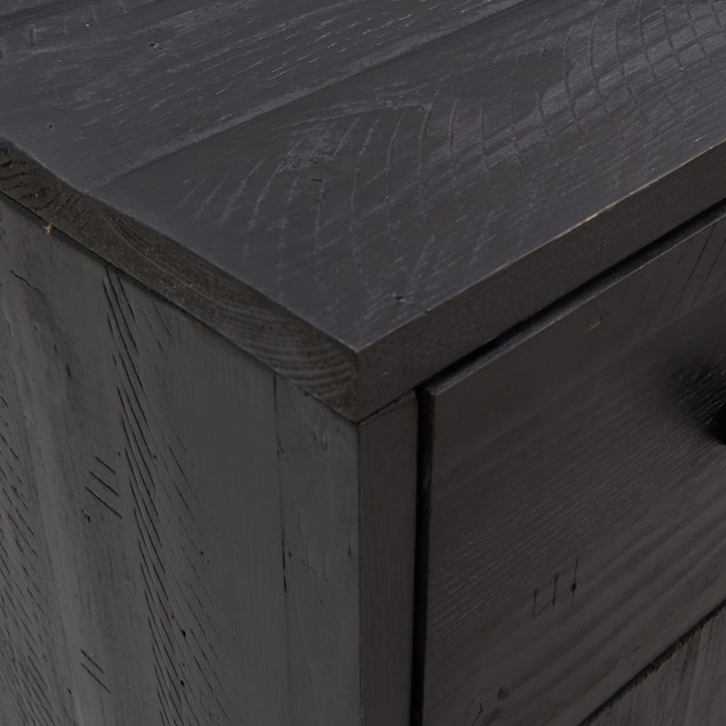 Sideboard Schwarz 110x35x70 cm Massivholz Kiefer