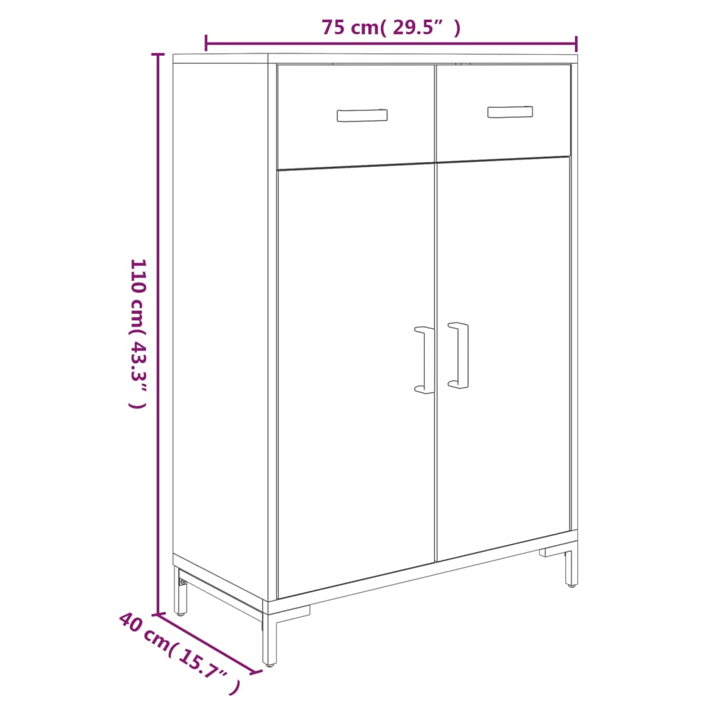Schuhschrank 75x40x110 cm Massivholz Kiefer