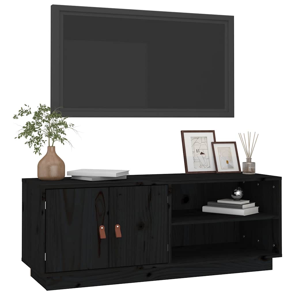 TV-Schrank Schwarz 105x34x40 cm Massivholz Kiefer