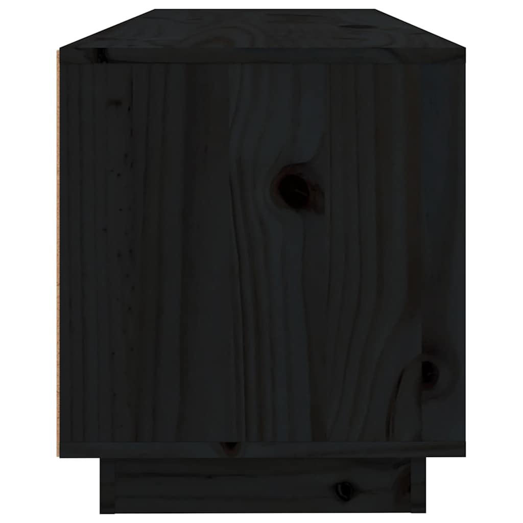 TV-Schrank Schwarz 100x34x40 cm Massivholz Kiefer
