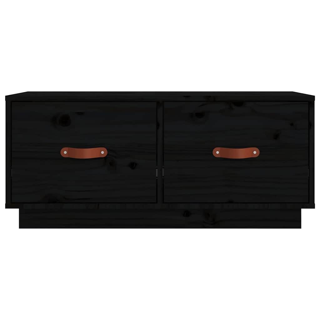 TV-Schrank Schwarz 80x34x35 cm Massivholz Kiefer