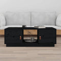 Couchtisch Schwarz 100x50x35 cm Massivholz Kiefer