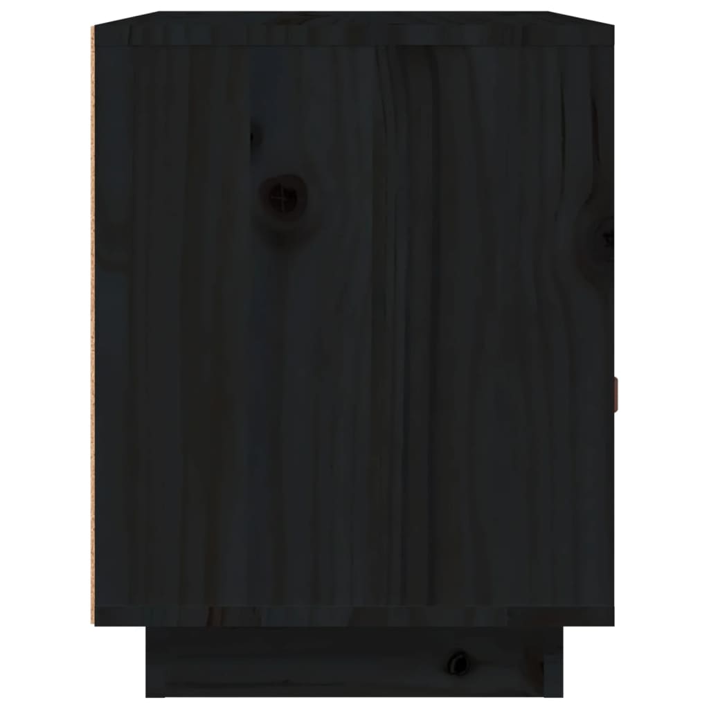 Nachttisch Schwarz 40x34x45 cm Massivholz Kiefer