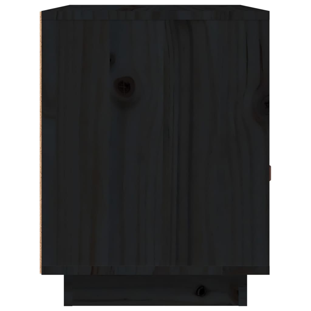 Nachttische 2 Stk. Schwarz 40x34x45 cm Massivholz Kiefer