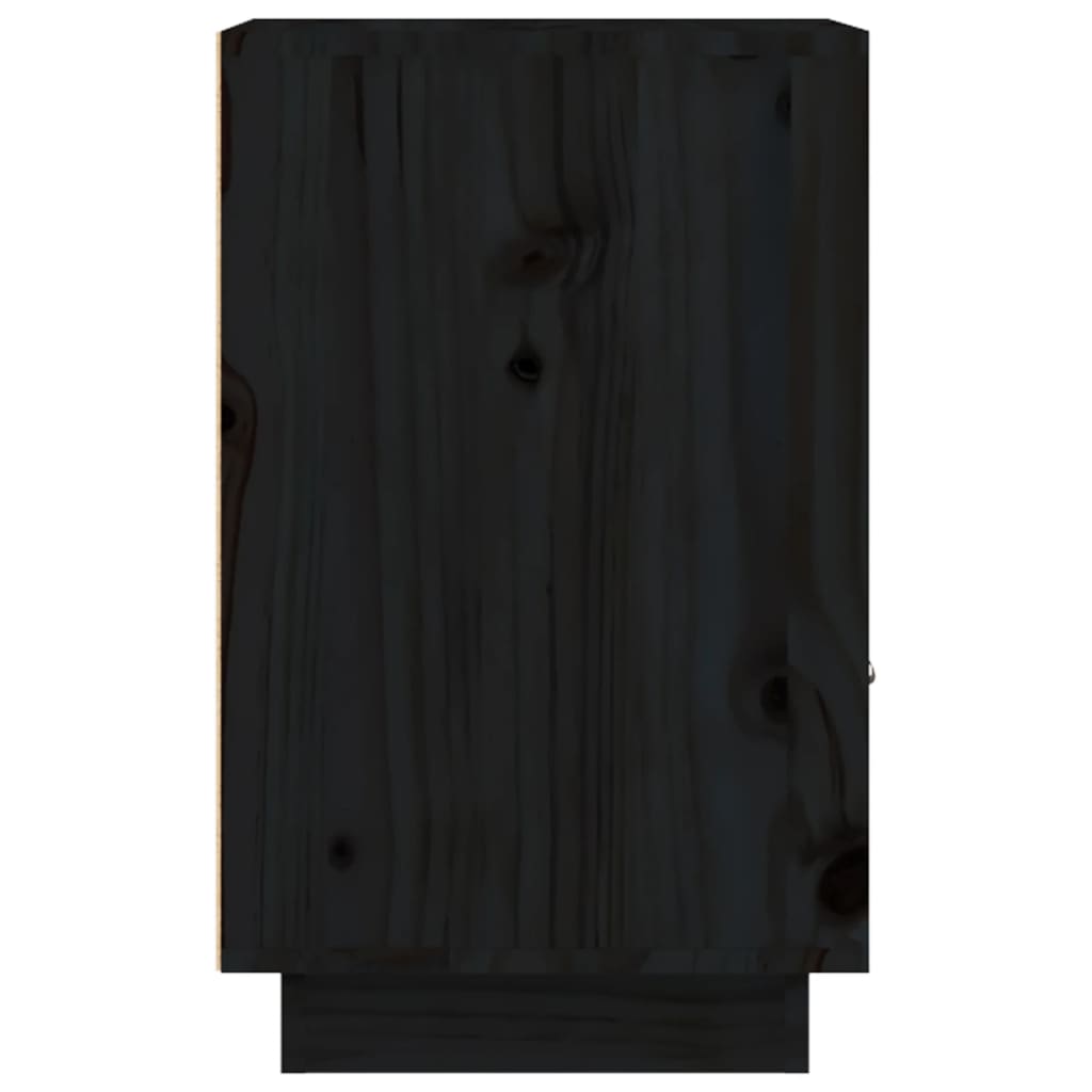 Nachttisch Schwarz 40x34x55 cm Massivholz Kiefer