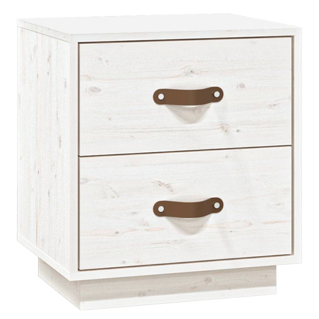 Nachttische 2 Stk. Weiß 40x34x45 cm Massivholz Kiefer