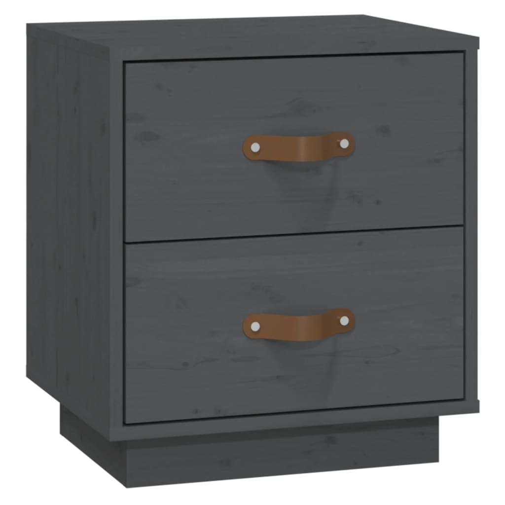 Nachttische 2 Stk. Grau 40x34x45 cm Massivholz Kiefer