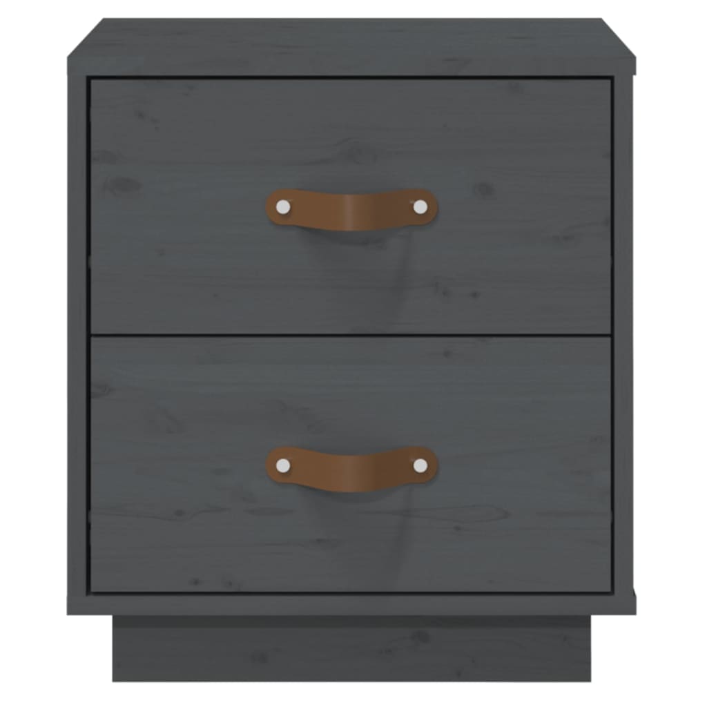 Nachttische 2 Stk. Grau 40x34x45 cm Massivholz Kiefer
