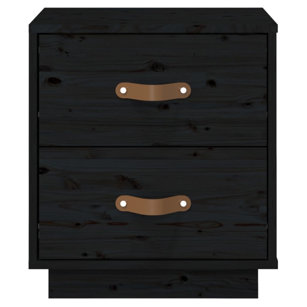 Nachttische 2 Stk. Schwarz 40x34x45 cm Massivholz Kiefer