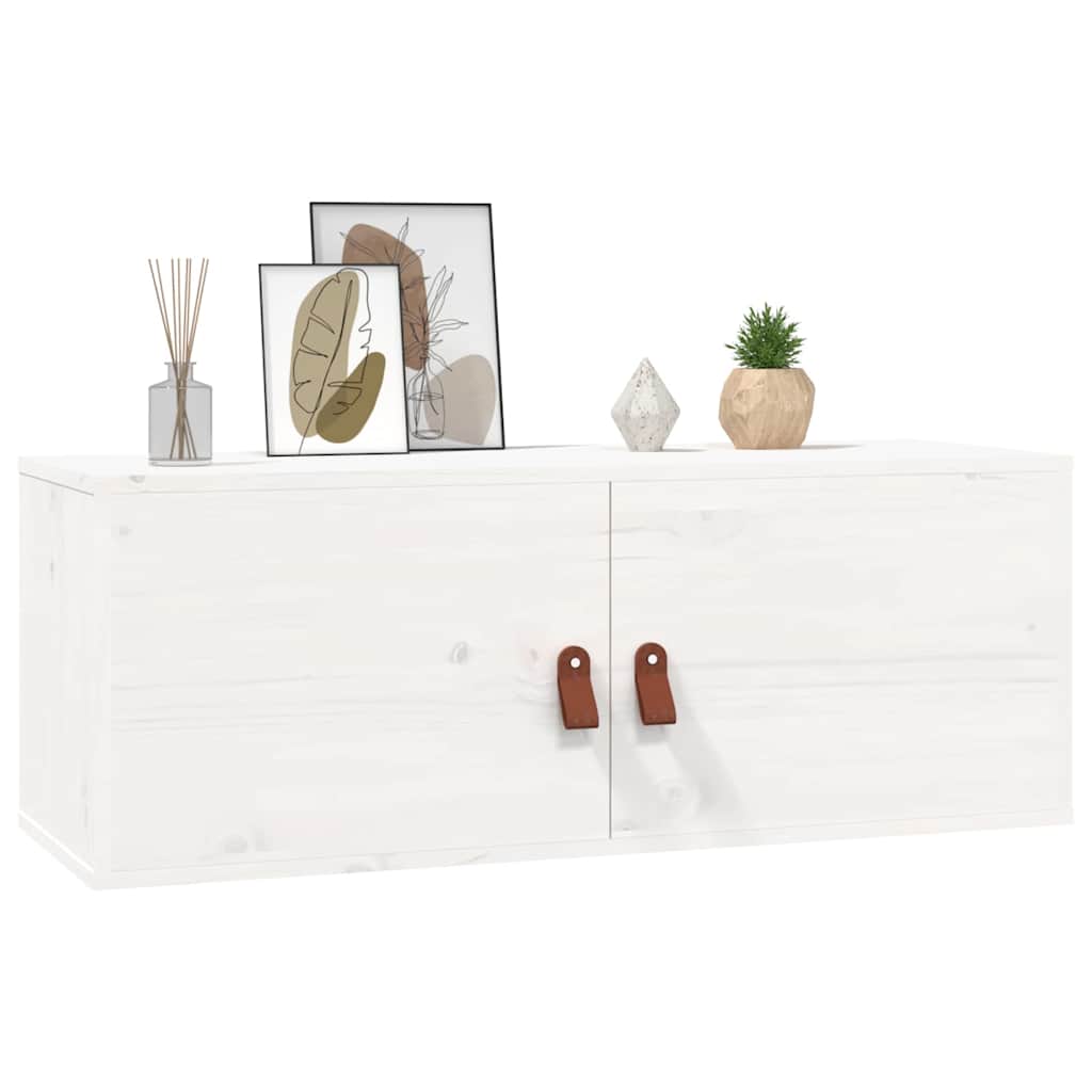 Wandschrank Weiß 80x30x30 cm Massivholz Kiefer