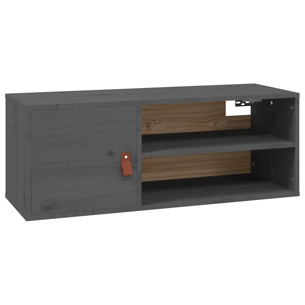 Wandschrank Grau 80x30x30 cm Massivholz Kiefer