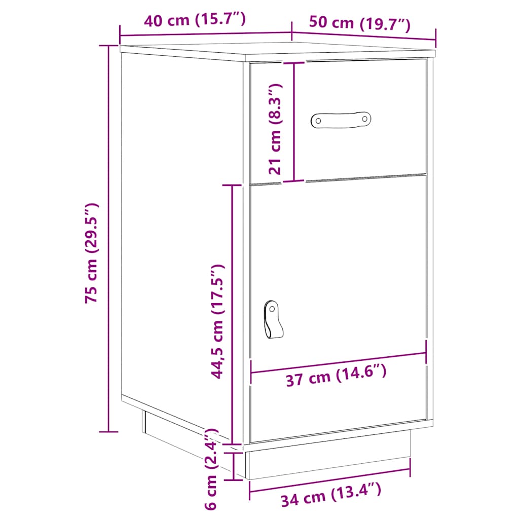 Schreibtisch-Schrank Honigbraun 40x50x75 cm Massivholz Kiefer