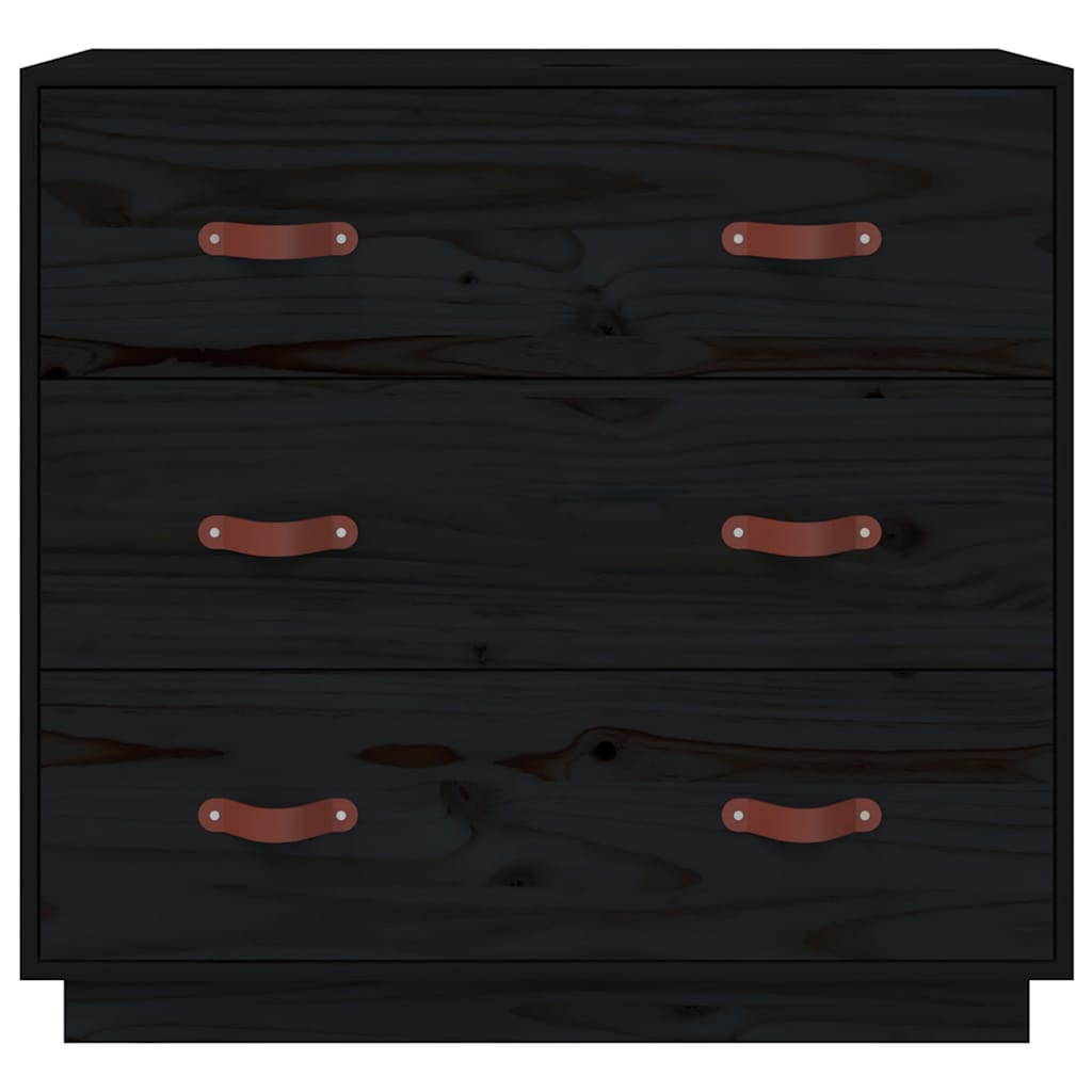 Sideboard Schwarz 80x40x75 cm Massivholz Kiefer