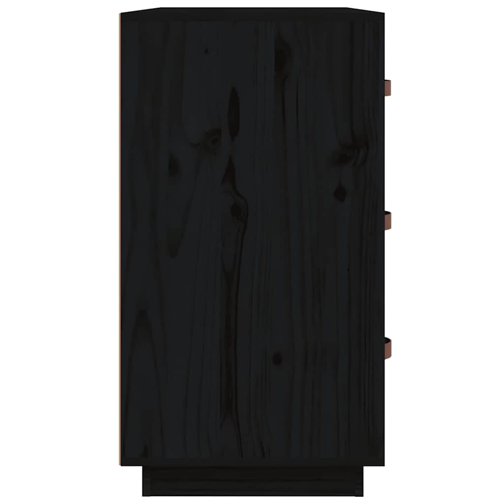 Sideboard Schwarz 80x40x75 cm Massivholz Kiefer