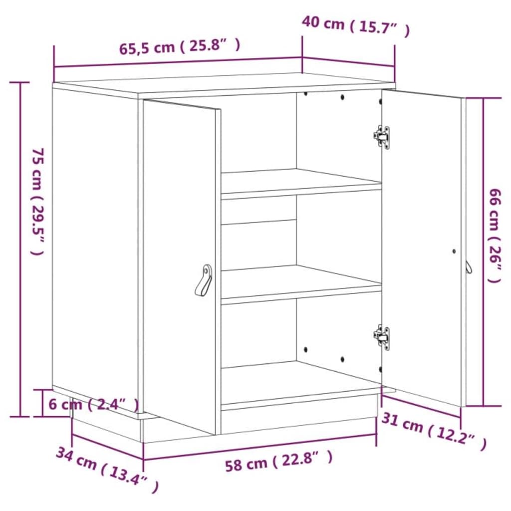 Sideboard 65,5x40x75 cm Massivholz Kiefer