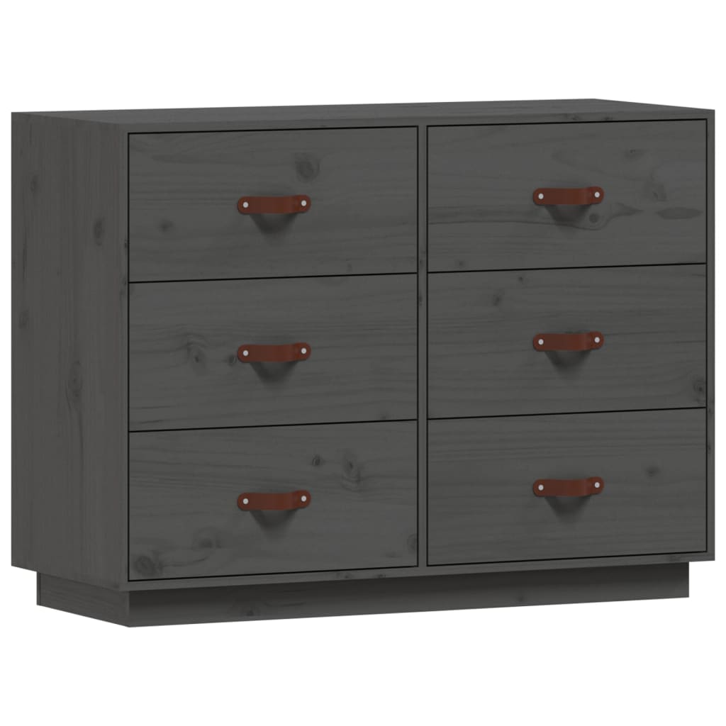 Sideboard Grau 100x40x75 cm Massivholz Kiefer