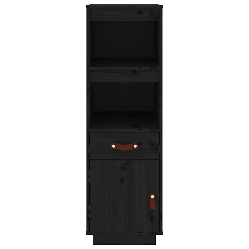 Highboard Schwarz 34x40x108,5 cm Massivholz Kiefer