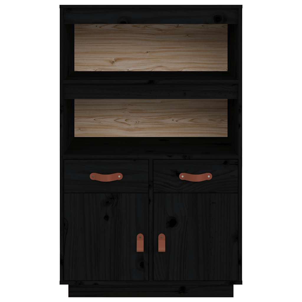Highboard Schwarz 67x40x108,5 cm Massivholz Kiefer