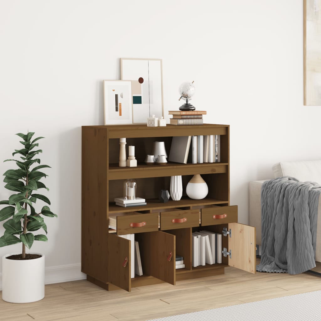 Highboard Honigbraun 100x40x108,5 cm Massivholz Kiefer