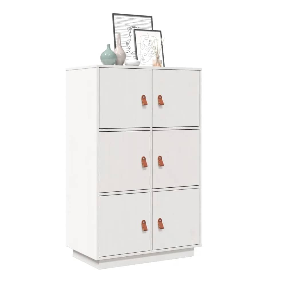 Highboard Weiß 67x40x108,5 cm Massivholz Kiefer