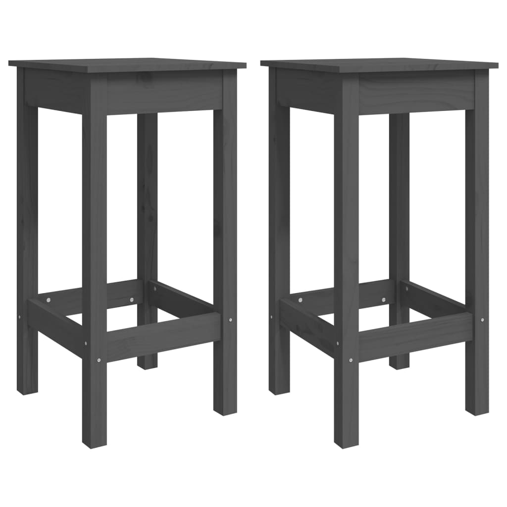 Barstühle 2 Stk. Grau 40x40x78 cm Massivholz Kiefer