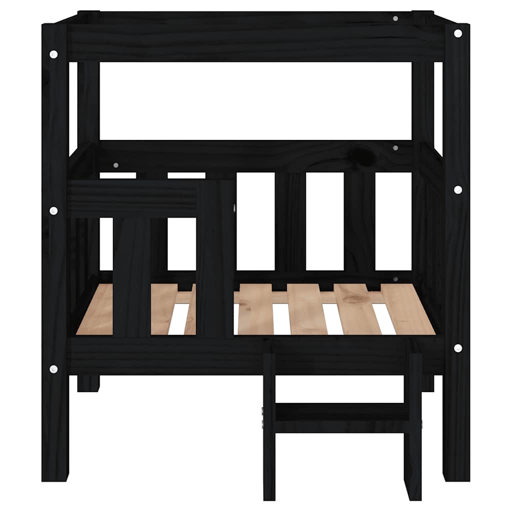 Hundebett Schwarz 65,5x50,5x70 cm Massivholz Kiefer