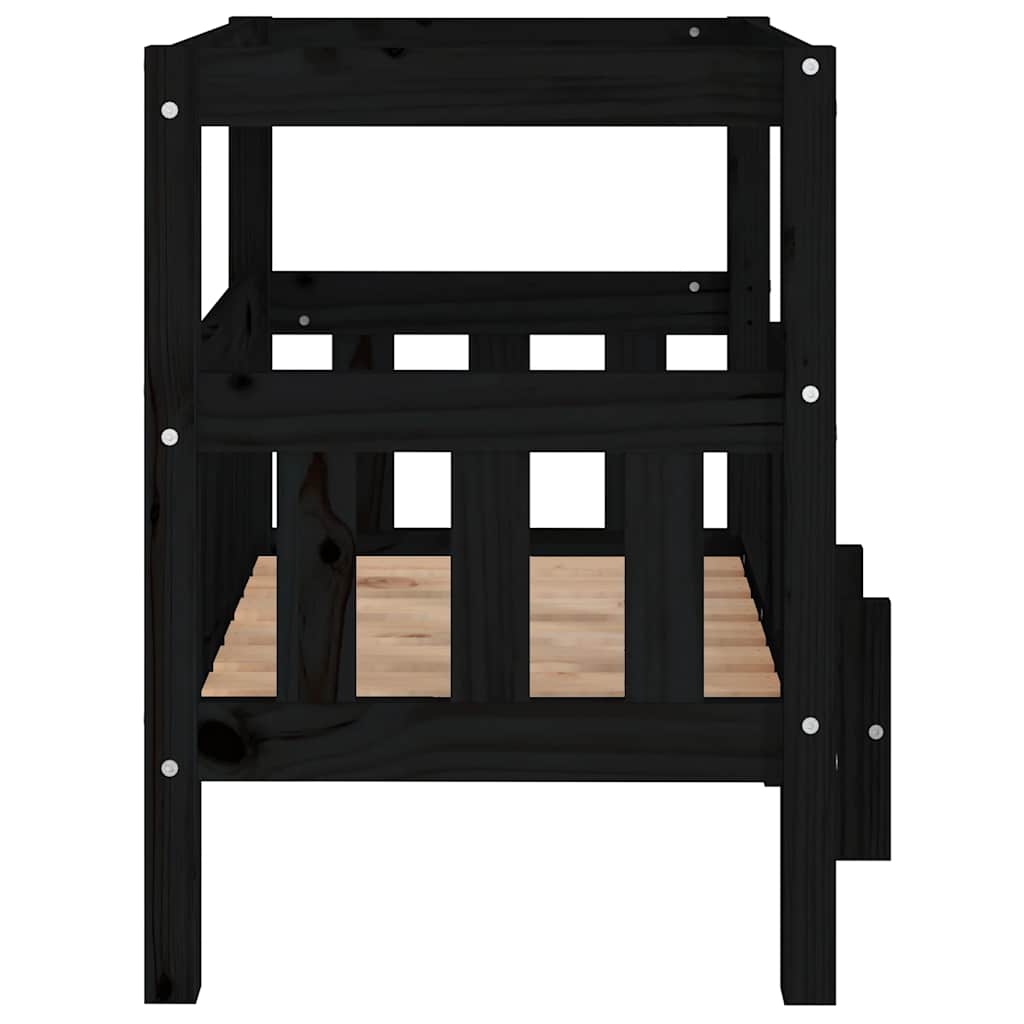 Hundebett Schwarz 65,5x50,5x70 cm Massivholz Kiefer