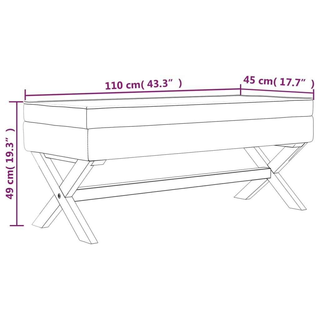 Hocker mit Stauraum Hellgrau 110x45x49 cm Samt